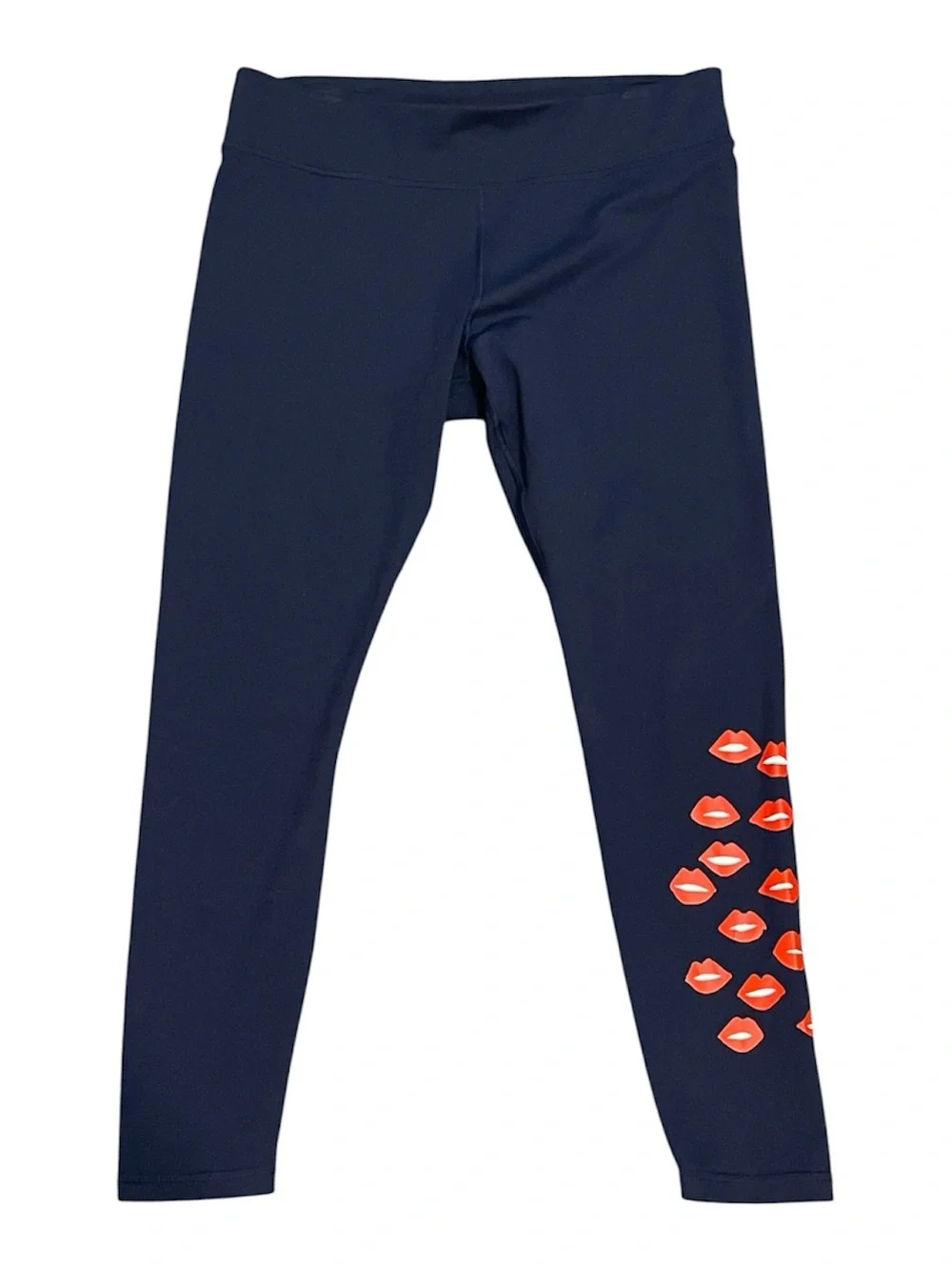 Tory Burch | Navy Blue High-Rise Sculpt Lips Graphic Leggings Sz XL
